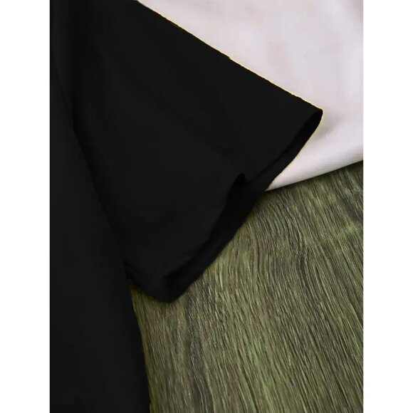 Elegant Short Sleeve Crew Neck Calvin Graphic T-Shirt - Picture 3 of 4